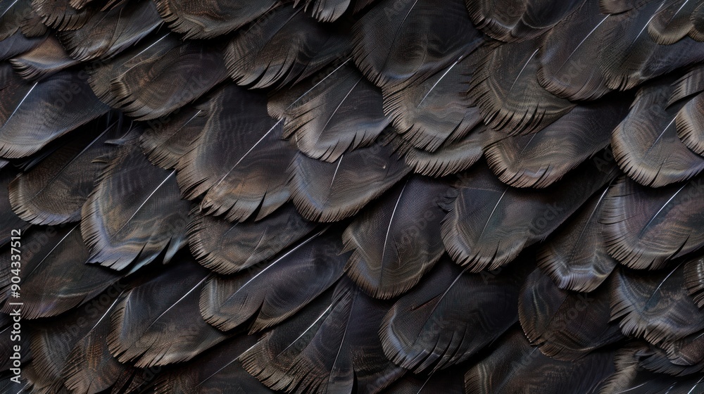 Naklejka premium Black bird feathers texture.