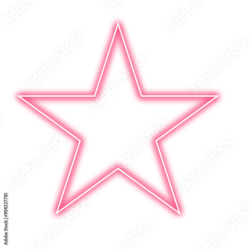 purple star icon. Glowing neon star isolated on white. Neon star glowing on white background