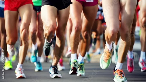 Legs of people running 