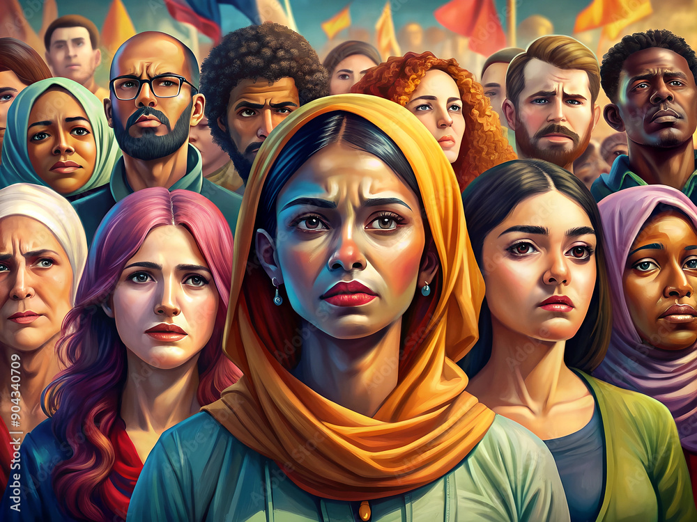 A group of people of different races support each other, united by one idea A group of people of different races support each other, united by one idea
