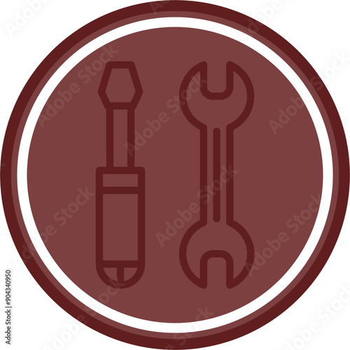 Repair Vector Line Double Circle Maroon