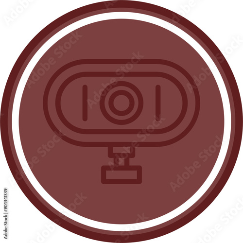 Web Cam Vector Line Double Circle Maroon