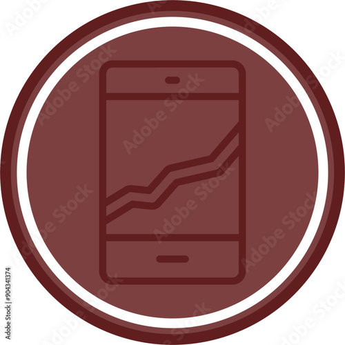 Broken Phone Vector Line Double Circle Maroon