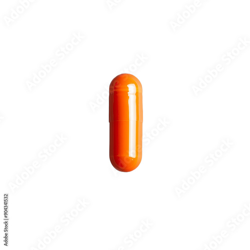 One pill on transparent background Medicinal concept