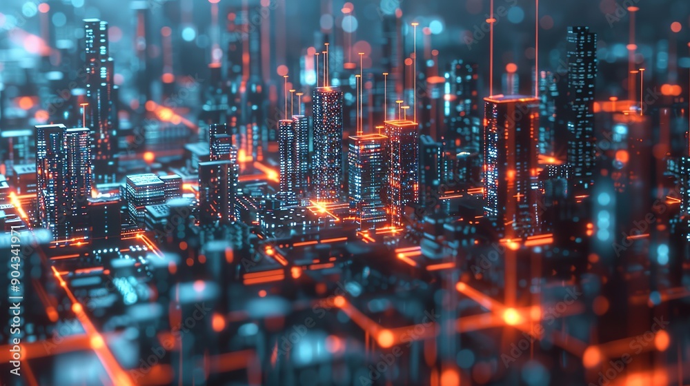 Smart City with technology 5g communication. Futuristic digital data network connected. Internet of things background concept. 3d rendering1 Smart City with technology 5g communication. Futuristic digital data network connected. Internet of things background concept. 3d rendering1