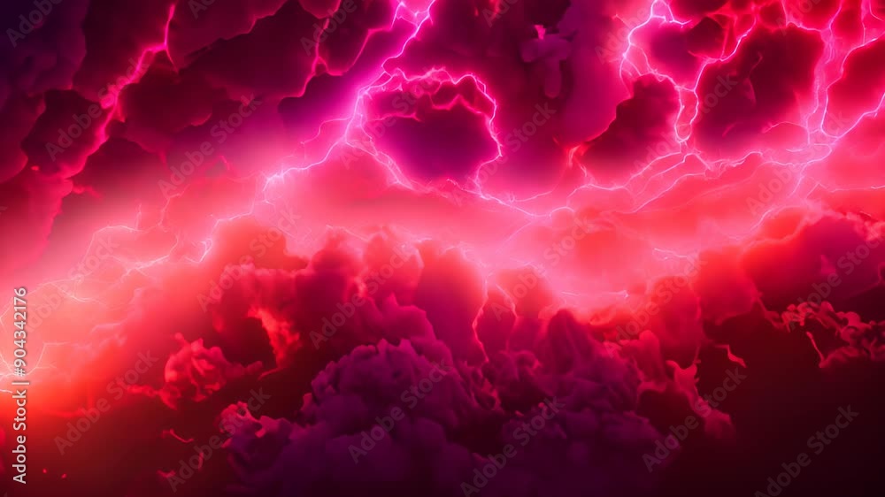 Fractal line of colorful lightning bolts. Abstract energy burst background