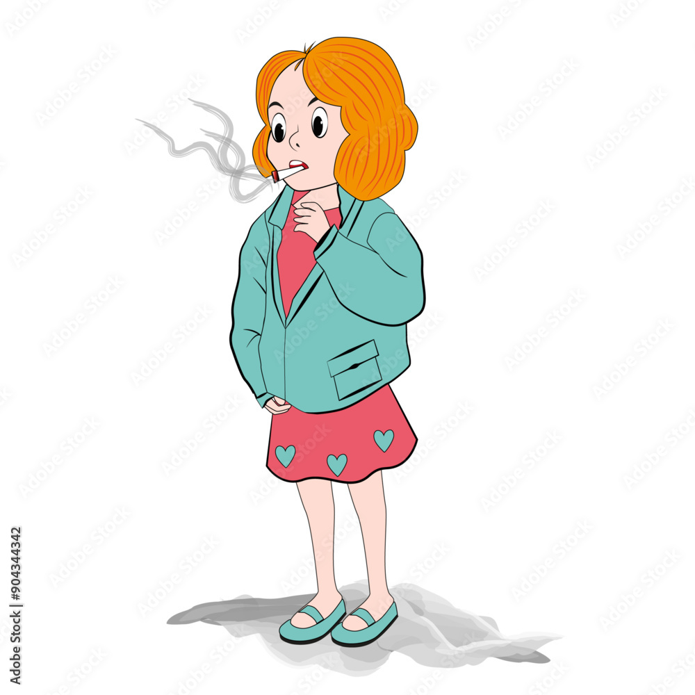 Mujer fumando un cigarro.