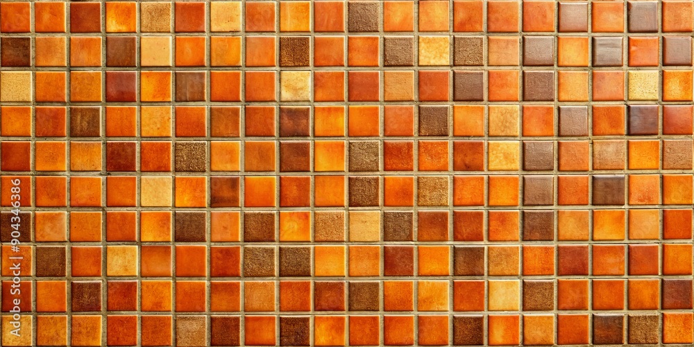 Fototapeta premium Orange and Brown Ceramic Tile Wall, Tile , Texture , Wall , Pattern