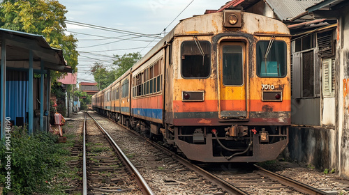Thai train is running across the river.