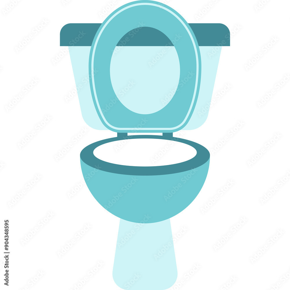 Blue Bathroom Blue Toilet. Flat Illustration Blue Bathroom Blue Toilet. Flat Illustration