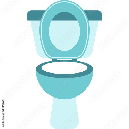 Blue Bathroom Blue Toilet. Flat Illustration