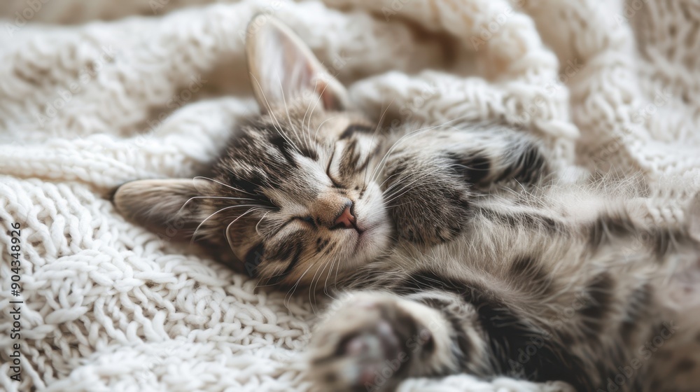 The sleeping kitten on blanket The sleeping kitten on blanket