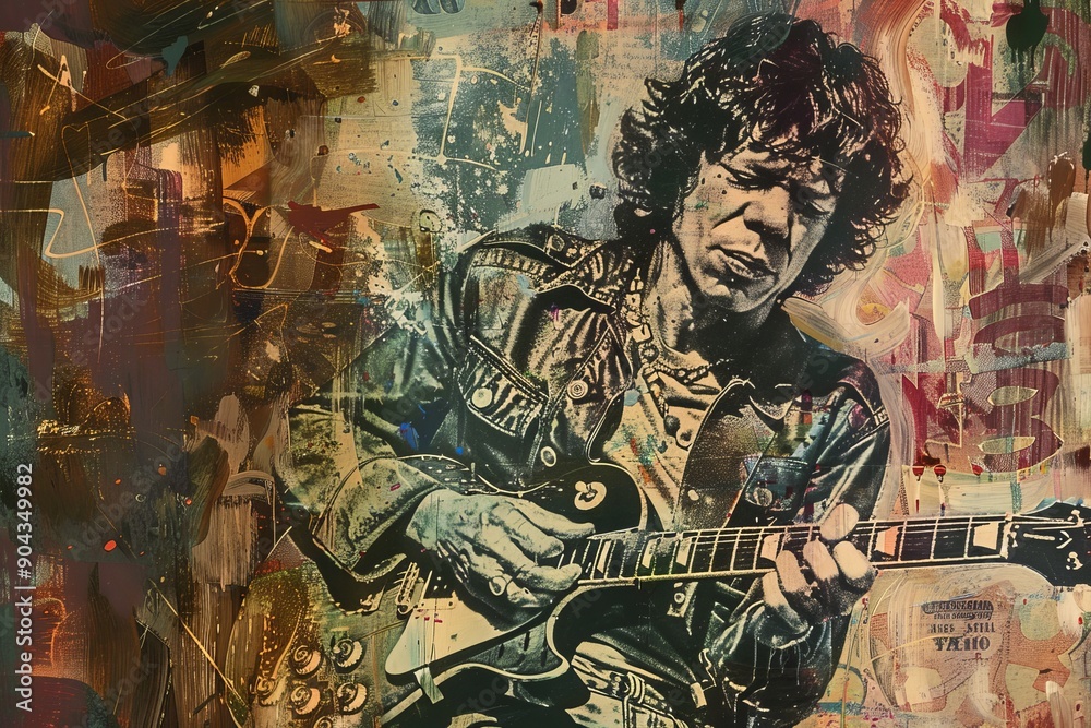 Fototapeta premium Rock guitarist guitar player abstract graphic illustration