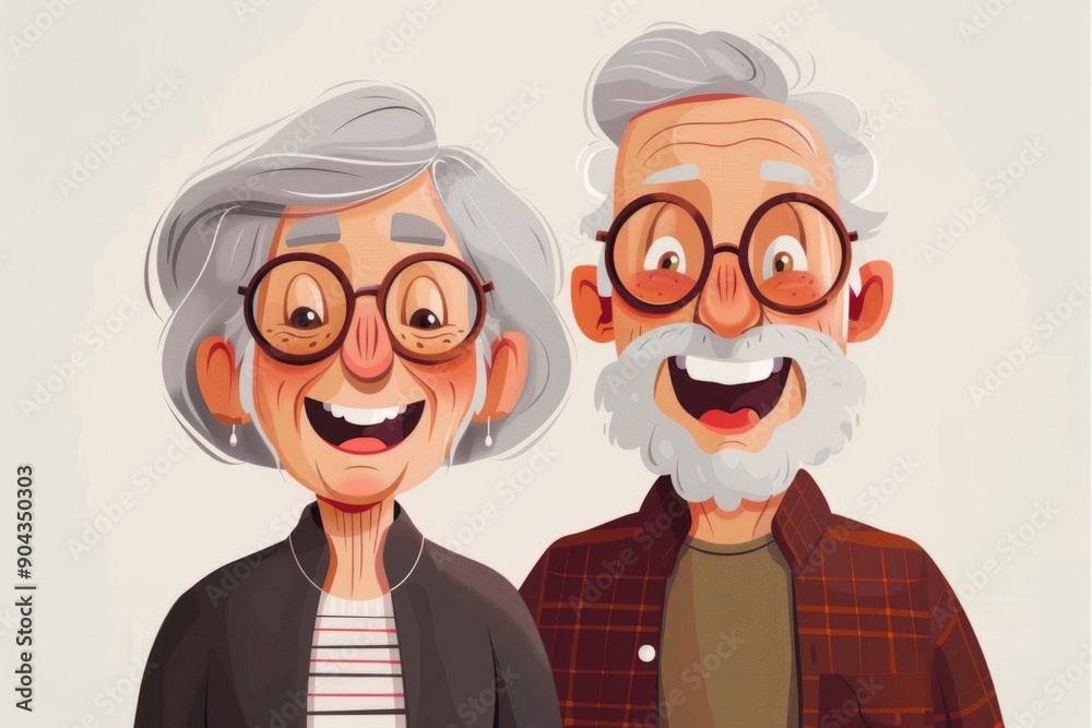 Happy senior couple wearing glasses smiling Happy senior couple wearing glasses smiling