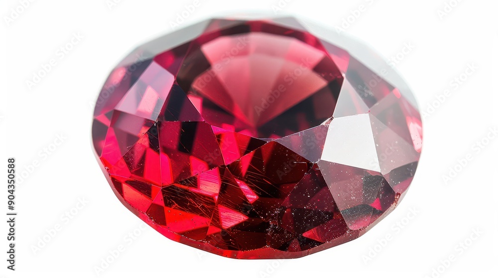 A red diamond is sitting on a white background. The diamond is large and has a shiny, polished surface. Concept of luxury and elegance, as diamonds are often associated with high-end jewelry A red diamond is sitting on a white background. The diamond is large and has a shiny, polished surface. Concept of luxury and elegance, as diamonds are often associated with high-end jewelry