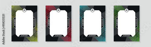 photo frame or border collection for hockey, basketball and football player, trading card template design for sports, picture frame for player performance, sports flyer design, template eps 10.	
