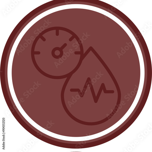 Blood Pressure Gauge Vector Line Double Circle Maroon