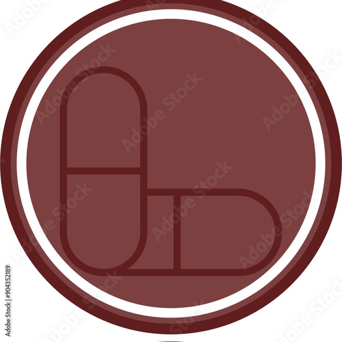 Capsules Vector Line Double Circle Maroon