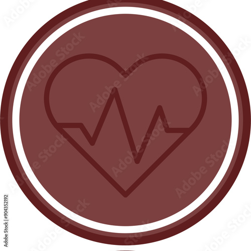 Cardiology Vector Line Double Circle Maroon