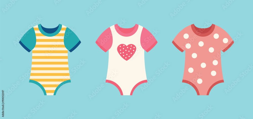 Baby romper with different patterns illustration Baby romper with different patterns illustration
