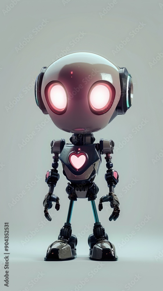 A Cute Robot with a Heart on Its Chest A Cute Robot with a Heart on Its Chest