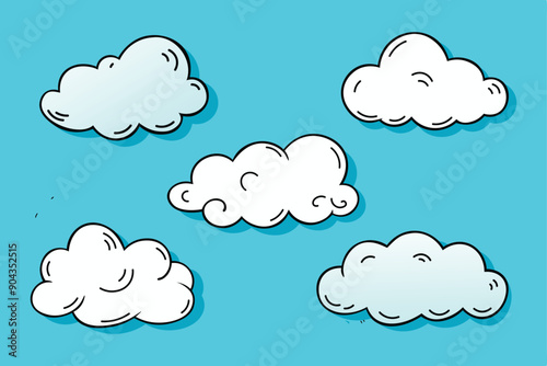 Hand drawn clouds doodle set illustration