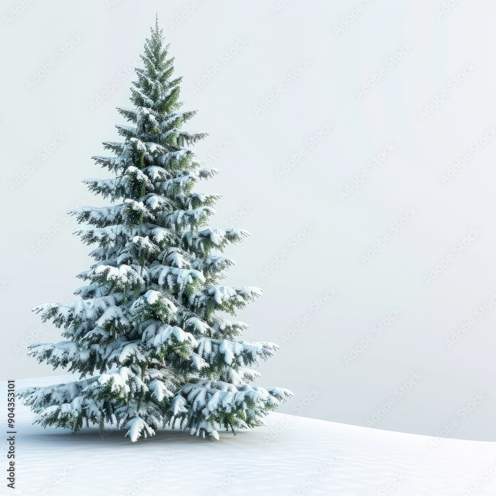 Fototapeta premium spruce in snow with space for text.