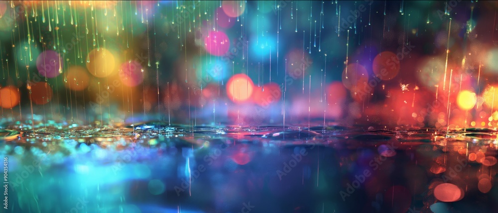 Chromatic Digital Rain with Vibrant Color Effects