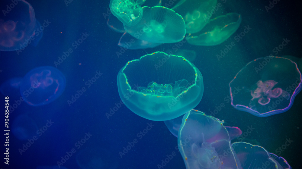Translucent Jellyfish Floating Gracefully in an Ethereal Underwater Scene full of Beauty Translucent Jellyfish Floating Gracefully in an Ethereal Underwater Scene full of Beauty