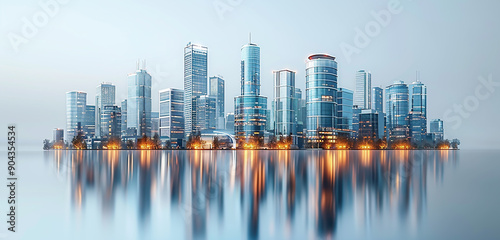 Office buildings with skyscrapers on a bright background.