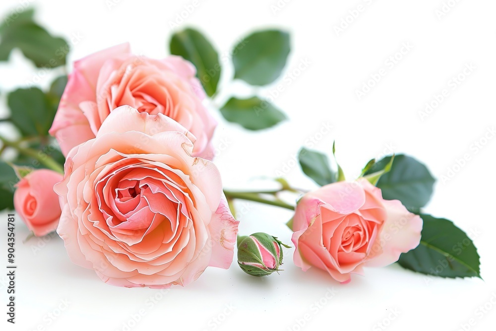Pink roses isolated on a white background, delicate and beautiful. Generative Ai Pink roses isolated on a white background, delicate and beautiful. Generative Ai