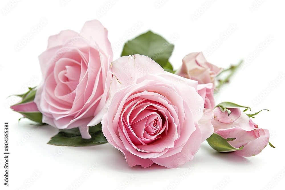 Pink roses isolated on a white background, delicate and beautiful. Generative Ai Pink roses isolated on a white background, delicate and beautiful. Generative Ai
