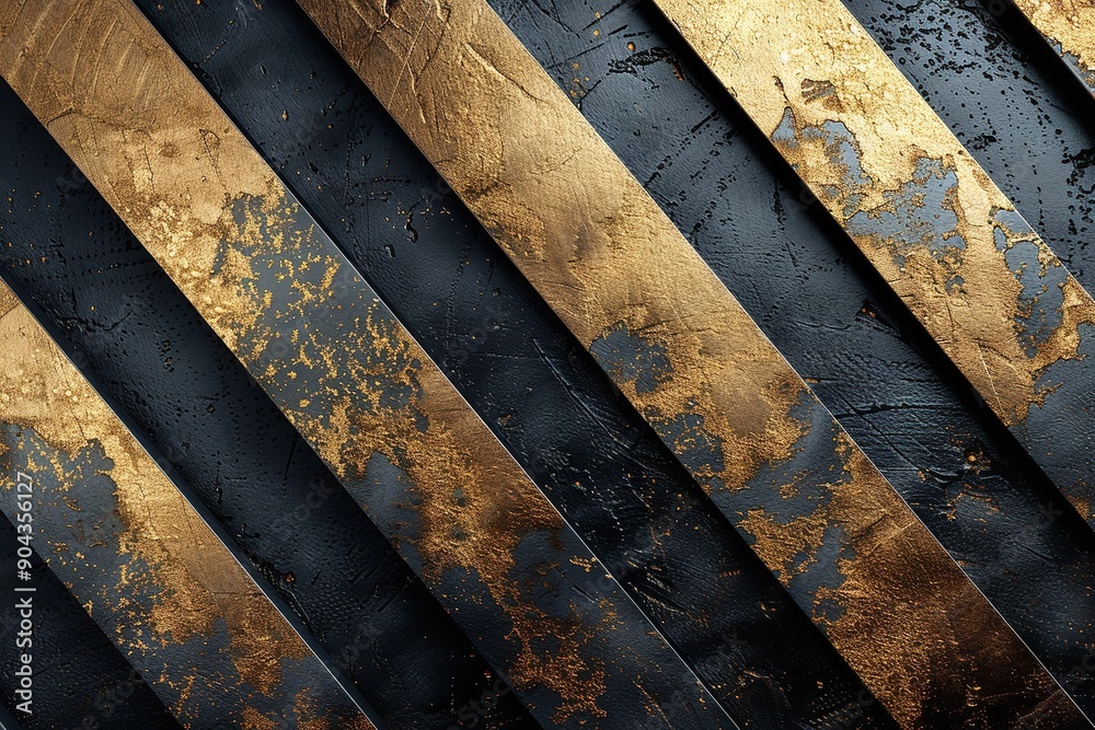 A gold and black abstract template with gold stripes. Generative Ai