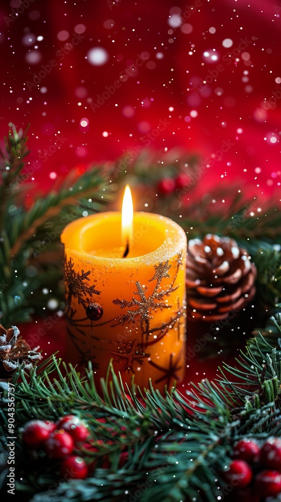 Christmas candle in a fir wreath. Christmas candle in a fir wreath.