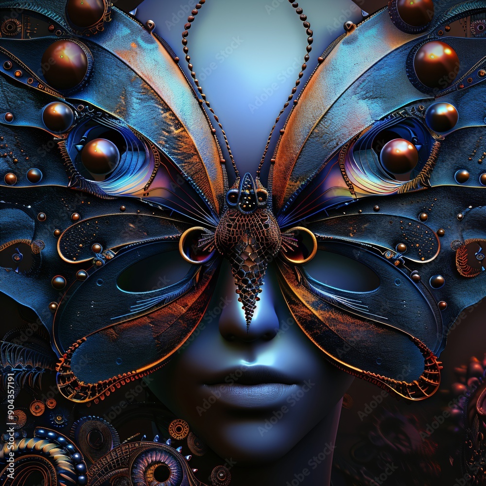 Obraz premium japanese geisha in a crazy butterfly design