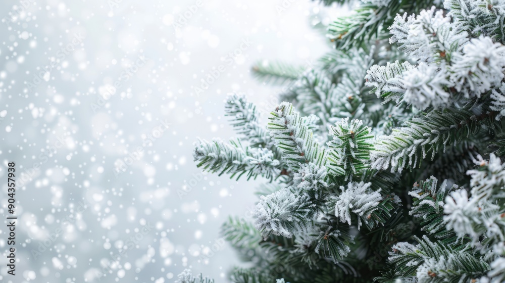 spruce branches with snow with space for text. spruce branches with snow with space for text.