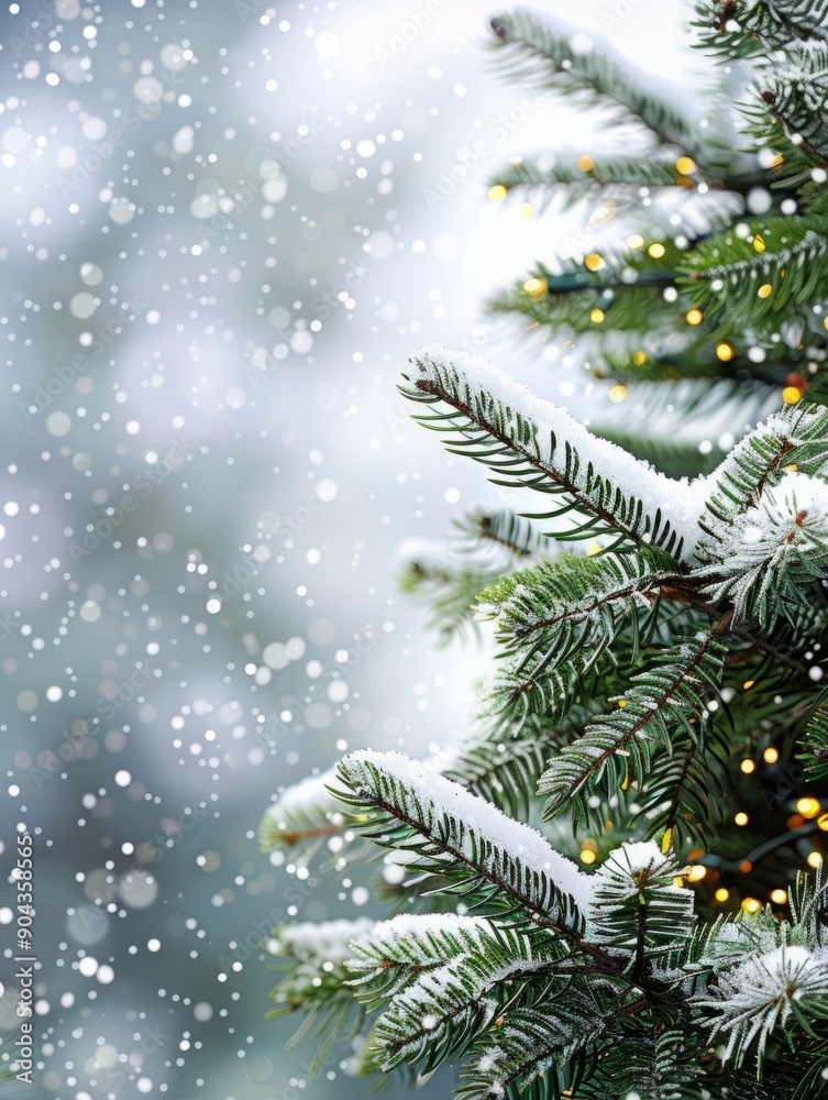 spruce branches with snow with space for text. spruce branches with snow with space for text.