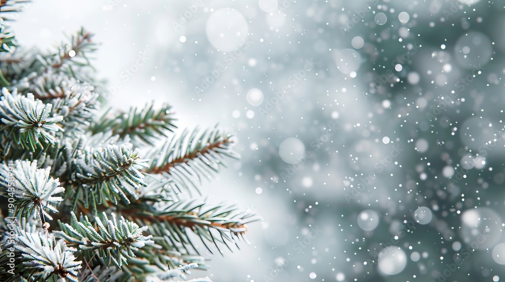 spruce branches with snow with space for text. spruce branches with snow with space for text.