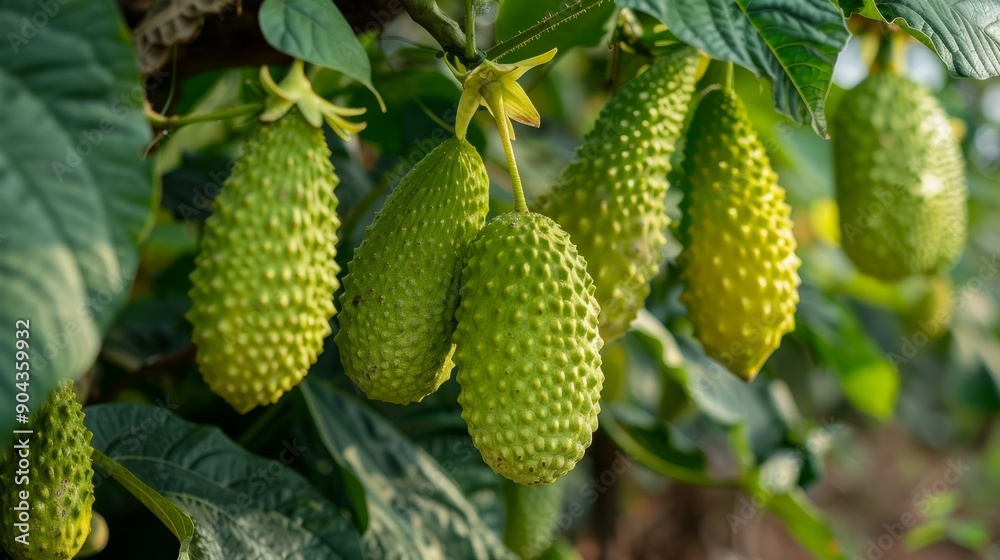 Bright green kamias fruit hanging on trees in so region Bright green kamias fruit hanging on trees in so region