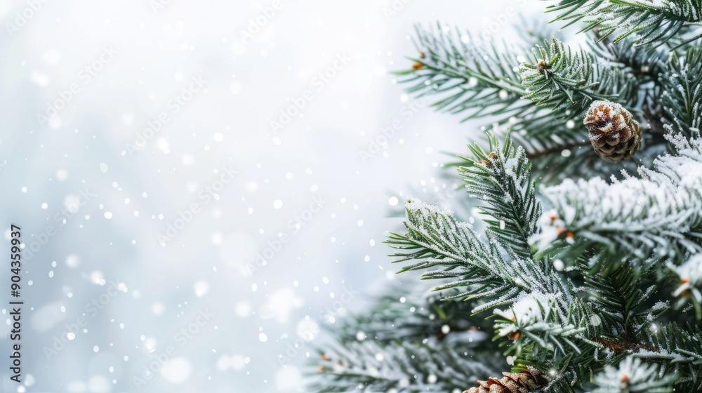 spruce branches with snow with space for text. spruce branches with snow with space for text.