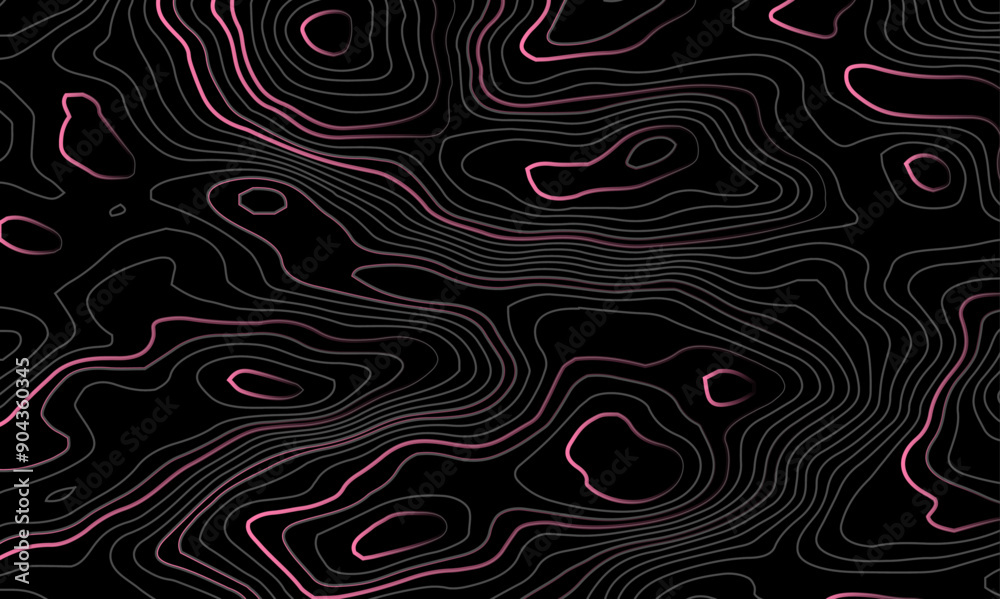 Fototapeta premium Abstract stylized height topographic contours map line background. Concept topographic map conditional geography scheme terrain path. Abstract vector illustration.