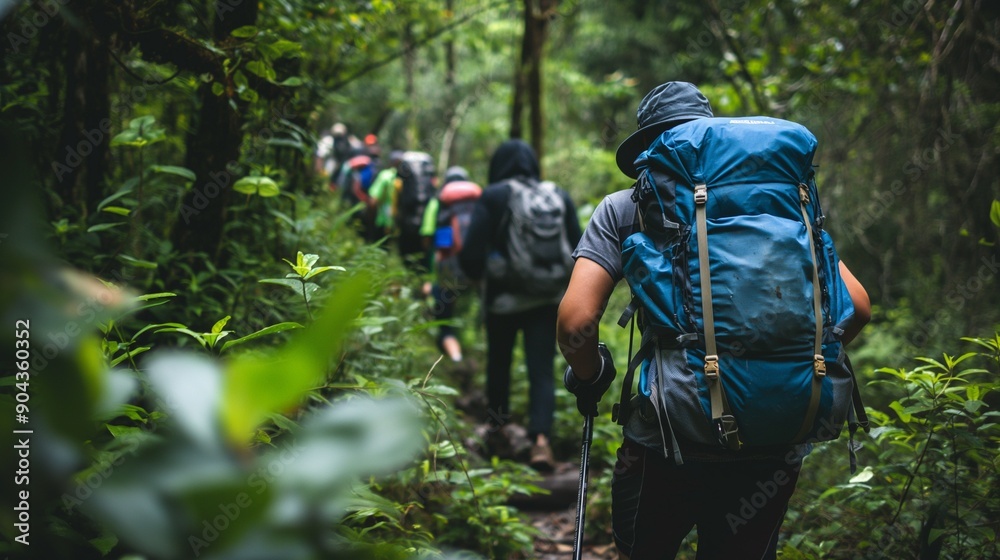 custom made wallpaper toronto digitalA group of hikers trekking through a dense forest
