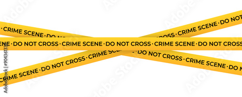 crime scene do not cross tape. Yellow and black barricade tape on white background 