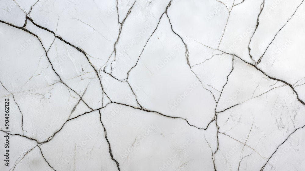 Wide angle of a rough, unpolished white marble surface with distinct grey veins Wide angle of a rough, unpolished white marble surface with distinct grey veins