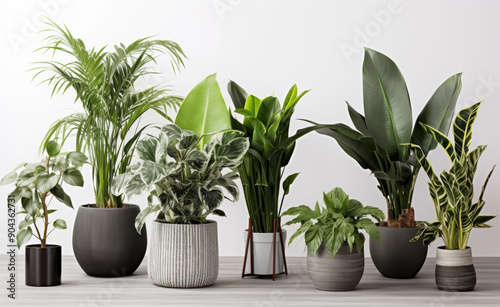 Different Plants in Pots on the Floor of a Bedroom

