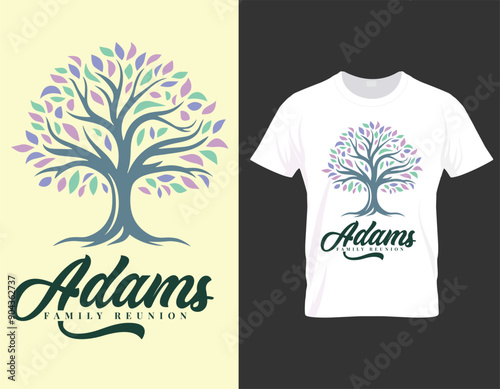 Vector design for Adams family reunion. The design is based on trees and roots and beautiful quotes about family.