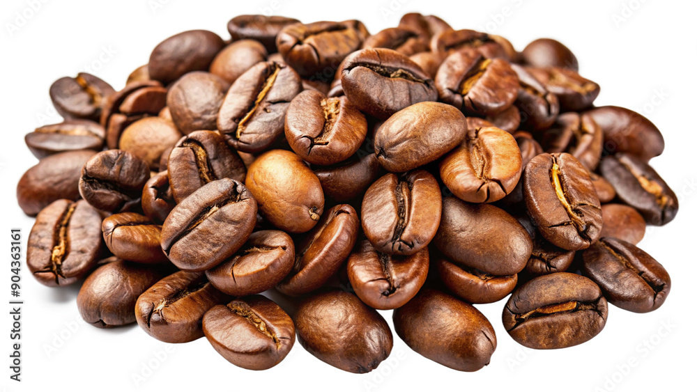 Close up Coffee beans, on a white background. Generative AI. Close up Coffee beans, on a white background. Generative AI.