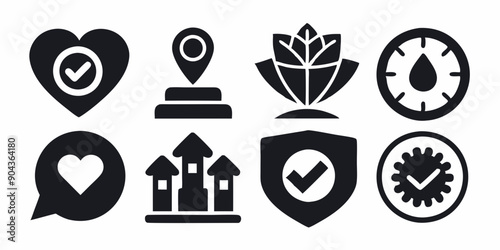 set of vector icons with flowers
