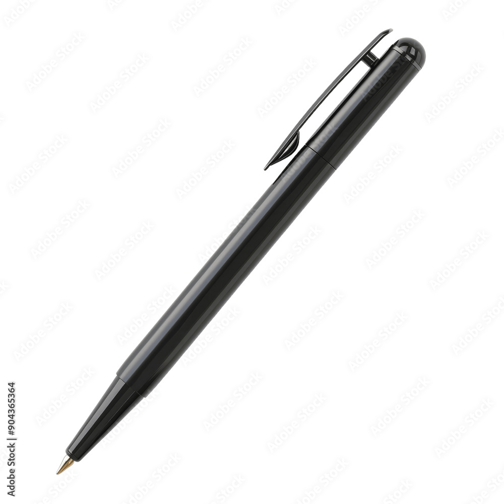 New stylish black pen isolated on transparent background New stylish black pen isolated on transparent background