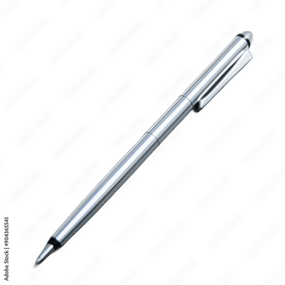 New stylish silver pen isolated on transparent background New stylish silver pen isolated on transparent background